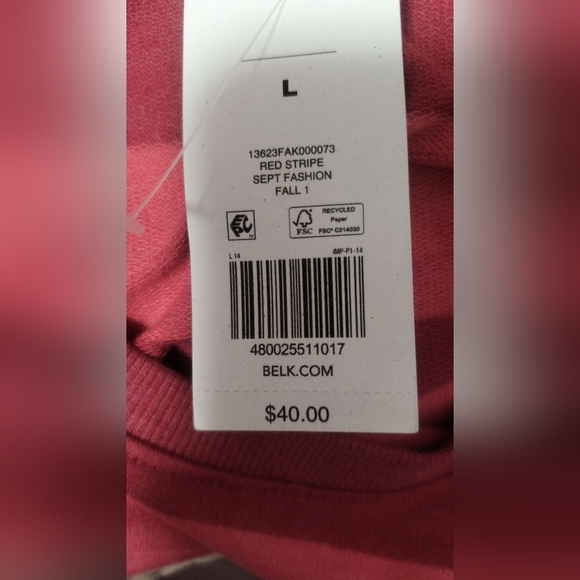 [5x$20] New Red Stripes Top / Size L Junior - Picture 5 of 6